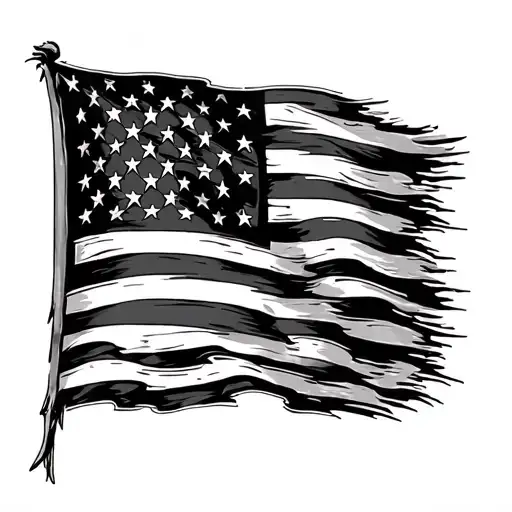 tattered american flag tattoo design idea