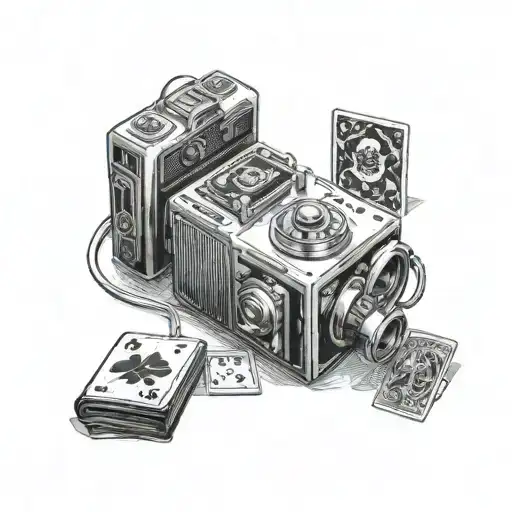 Mixing a camera with the kame house and the scopa card game tattoo design idea
