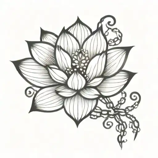 A lotus flower with a chain links tattoo design idea