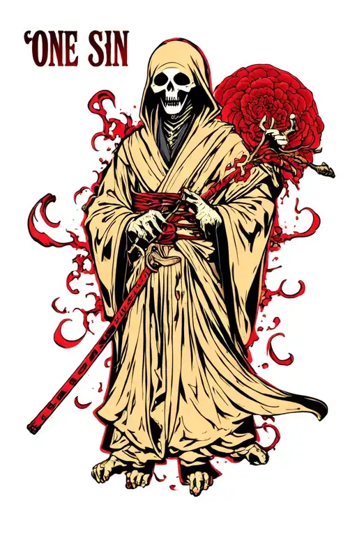"One Sin" Grim Reaper tattoo design idea