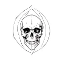 a hand skull soft shading tattoo design idea