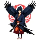 Based on Itachi from naruto's Anime. It must contain Itachi and crows, his clan symbol too and focus on his eyes tattoo design idea