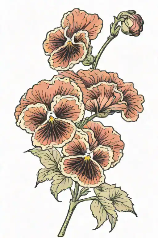 a couple of pansies with long stems entertwined tattoo design idea