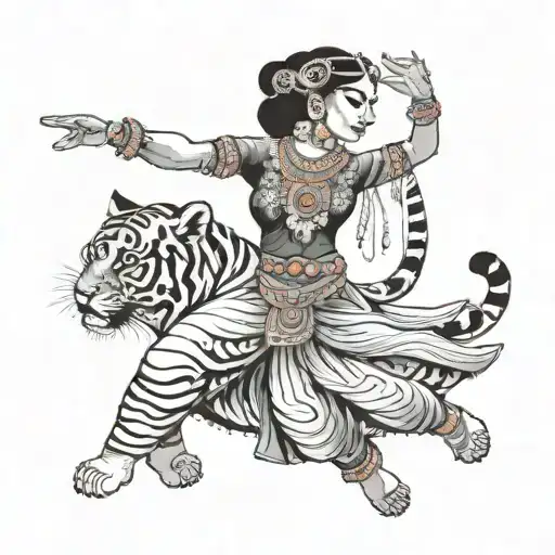 kathak dancer with tiger tattoo design idea
