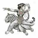 kathak dancer with tiger tattoo design idea