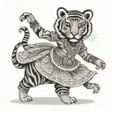 kathak dancer with tiger tattoo design idea
