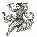 kathak dancer with tiger tattoo design idea