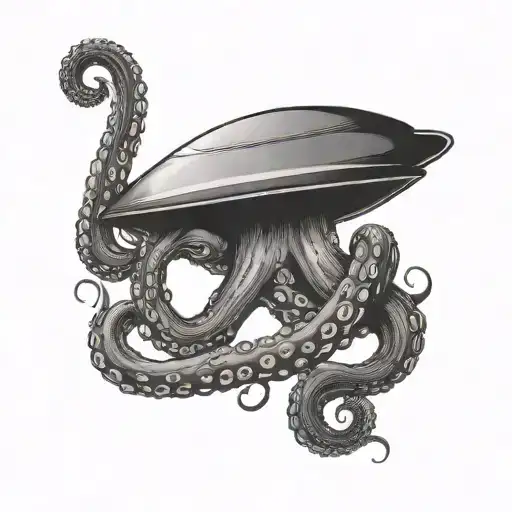 Octopus wrapped around a ufo tattoo design idea