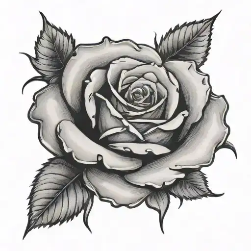 rose with finger in it dripping blood tattoo design idea