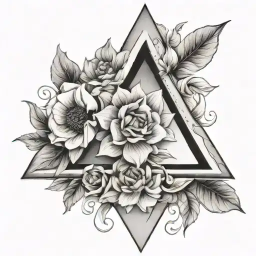 triangle floral tattoo design idea