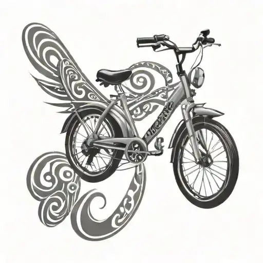Create an image for a tribal tattoo in the claf with a bicycle with the form of infinite symbol and the words CARPE DIEM tattoo design idea