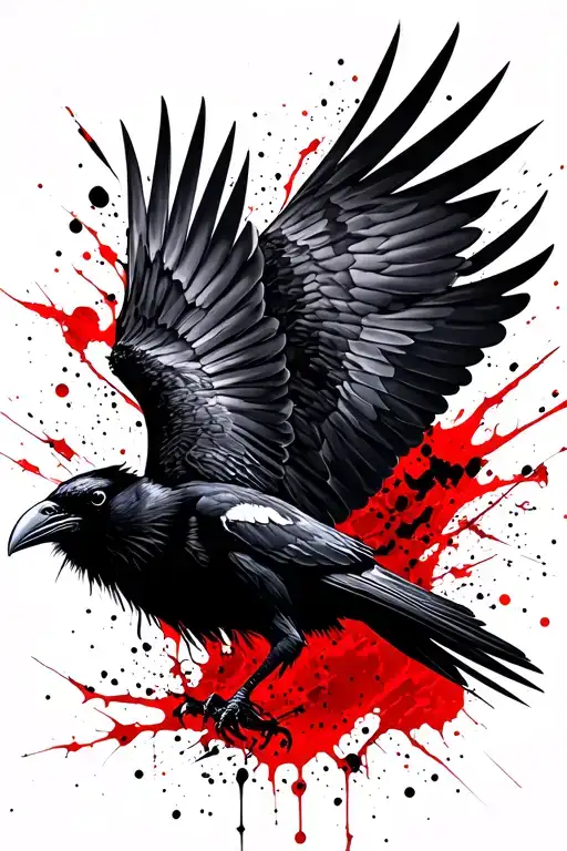 raven flying tattoo design idea