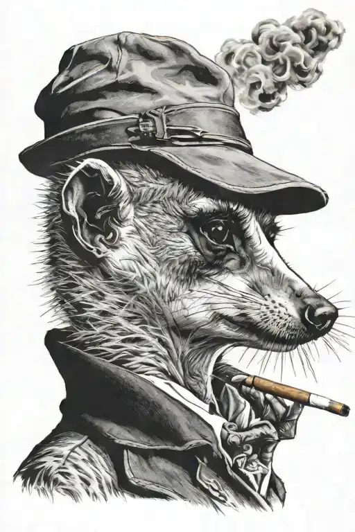 peaky blinders  meerkat holding a cigarette in his mouth  tattoo design idea
