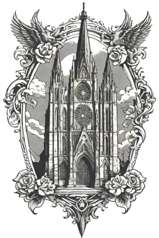 gothic cathedral  tattoo design idea