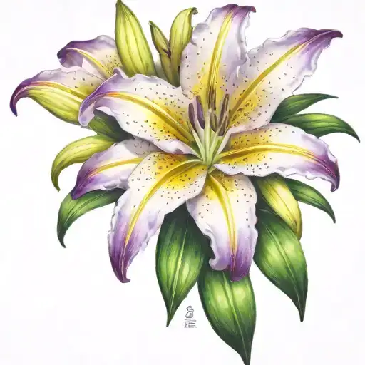 lily flower purple flowers tattoo design idea