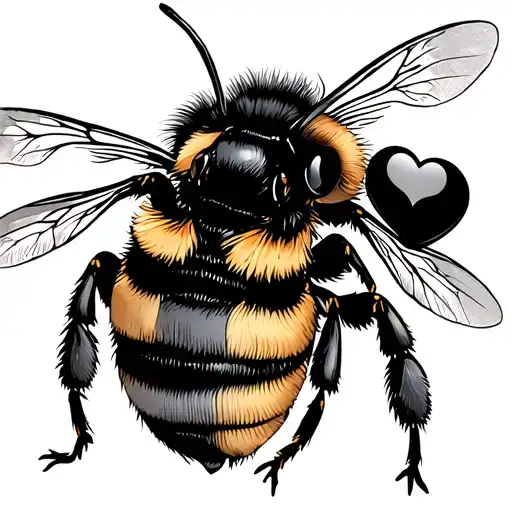 bumble bee simple with hearts  tattoo design idea