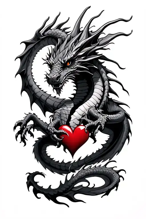 dragon and broken heart tattoo design idea
