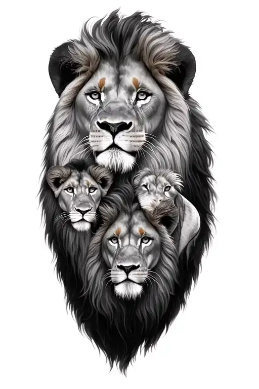 lion family tattoo design idea