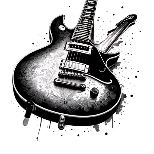 black electric guitar tattoo design idea