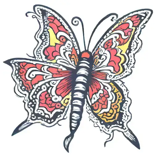 ugly screaming butterfly tattoo design idea