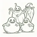 simple  design of the oogie boogie boys from Nightmare Before Christmas for three sisters tattoo design idea