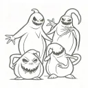 simple  design of the oogie boogie boys from Nightmare Before Christmas for three sisters tattoo design idea