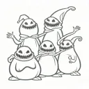 simple  design of the oogie boogie boys from Nightmare Before Christmas for three sisters tattoo design idea
