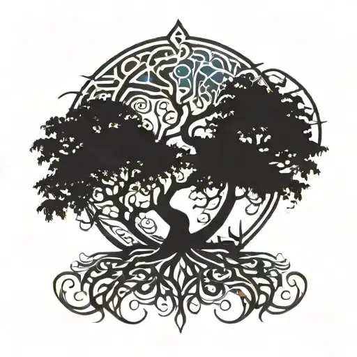 tattoo word milele meaning of eternity represented by a tree or a mountain there must also be the word tattoo design idea