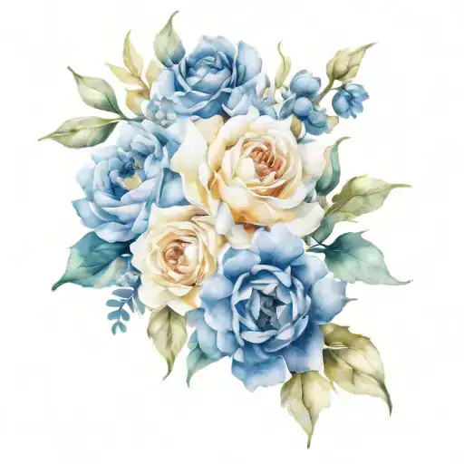 August November January flower bouquet tied tattoo design idea