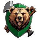 Celtic bear head on a shield with axe behind it  tattoo design idea