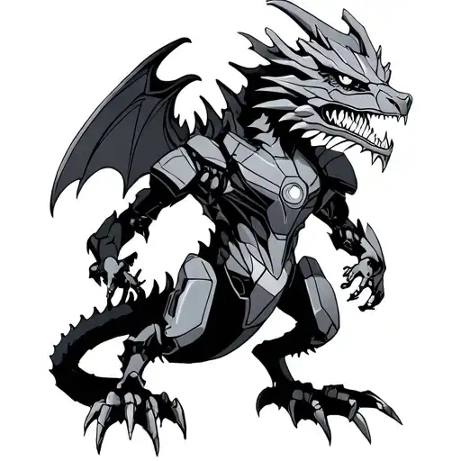 Dragon mech robot inspired tattoo design idea