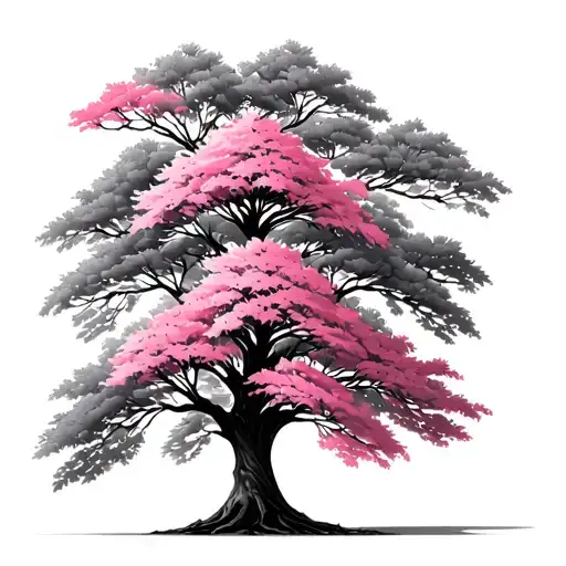 pink dogwood tree with whole trunk tattoo design idea
