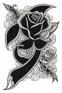 Rose with cancer ribbon intertwined tattoo design idea
