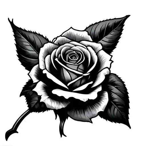 two finger of a skoleten on the pikny finger and the ring finger and a dark rose on the back of the hand tattoo design idea