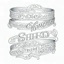 Child name written wrist band tattoo design idea