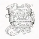 Child name written wrist band tattoo design idea