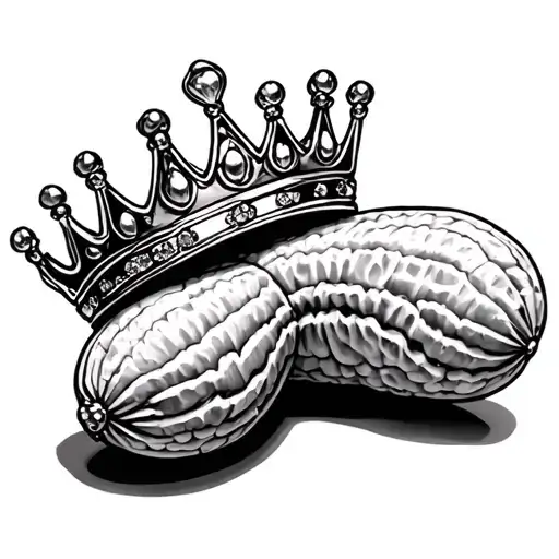 peanut with princess crown tattoo design idea