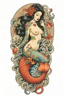 full nude mermaid tattoo design idea