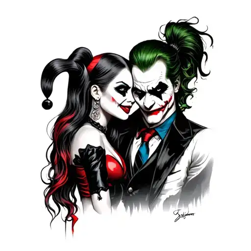 Harley quinn and joker tattoo design idea