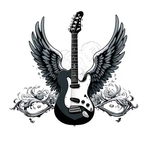 Guitar With Wings tattoo design idea