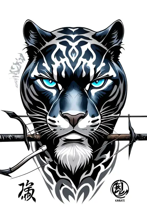 black Panther with ice Blue eyes, Kenpo Karate, shotokan Karate, Bow and arrow  tattoo design idea