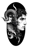 2 sons, Aries and Sagittarius, integrated to each other tattoo design idea