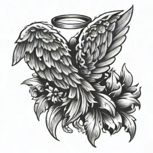 paw print with angel wings tattoo design idea