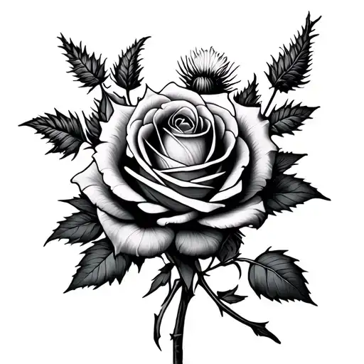 Rose And Thistle Entwined tattoo design idea