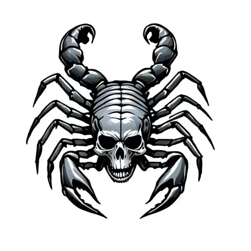 scorpion with skull pincer tattoo design idea