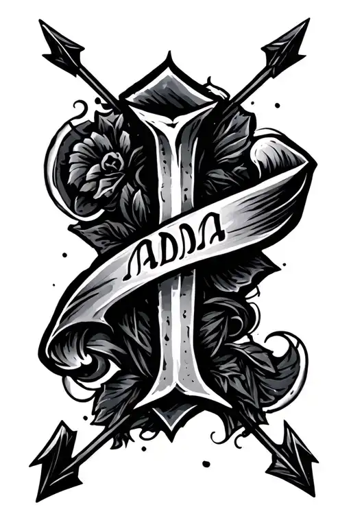 "ADA" arrow piercing tattoo design idea