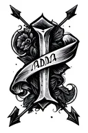 "ADA" arrow piercing tattoo design idea