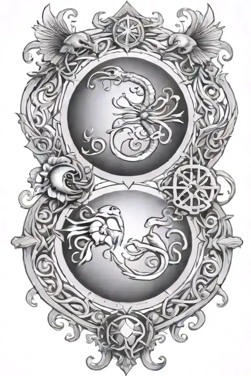 Pisces Scorpio Libra Virgo symbol tattoo design idea