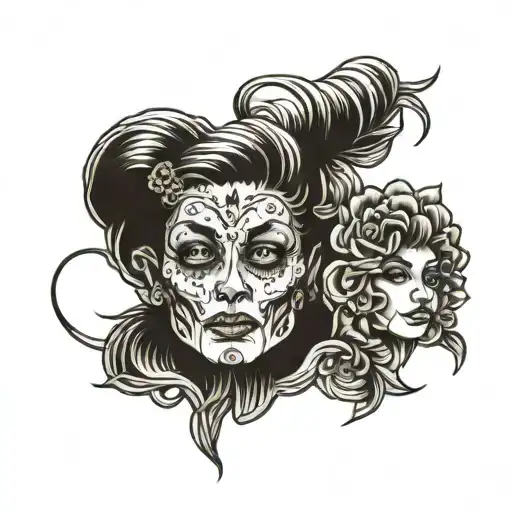 thread between grandmother, mother, daughter tattoo design idea