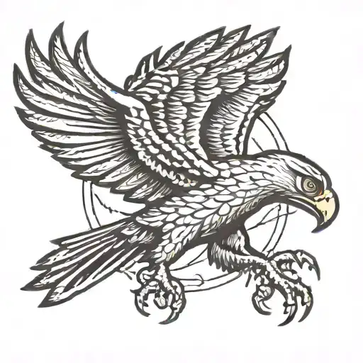black eagle diving holding a lightning bolt tattoo design idea